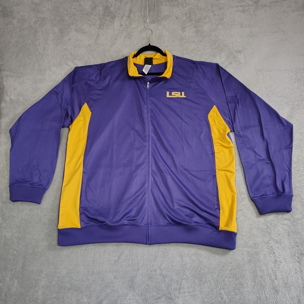 NEW Genuine Stuff LSU Tigers Full Zip Purple Yellow Track Jacket XL FITS LIKE 2X